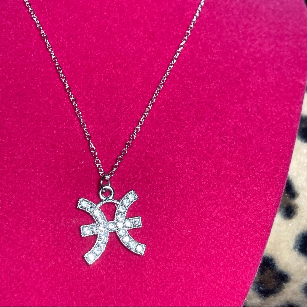 Bling Rhinestone Pisces Necklace Bedazzled Zodiac Sign Horoscope Witch Y2K gift